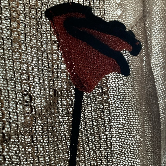 Zoja Art Knit Sweater Dress Tunic Flower Appliqué Boho - Picture 4 of 12